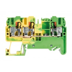 Клемма заземл. WTP 2,5/4 D1/2 PE, Заземляющая клемма, 3 точки подключения, тип фиксации провода: push in, номинальное сечение: 2,5/4 мм кв., 800V, ширина: 5 мм, цвет: желто-зеленый, тип монтажа: DIN 35