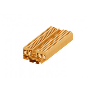 Проходная клемма 225952, Проходная клемма, 3 точки подключения, тип фиксации провода: пружинный, номинальное сечение: 2,5 мм кв., 24A, 800V, ширина: 5 мм, цвет: оранжевый, тип монтажа: DIN35