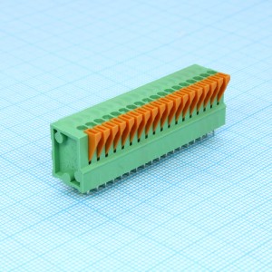 DG141V-2.54-18P-14-00A(H), Нажимной безвинтовой клеммный блок 18 контактов. Зажим типа торцевой контакт. Серия DG141V-2.54