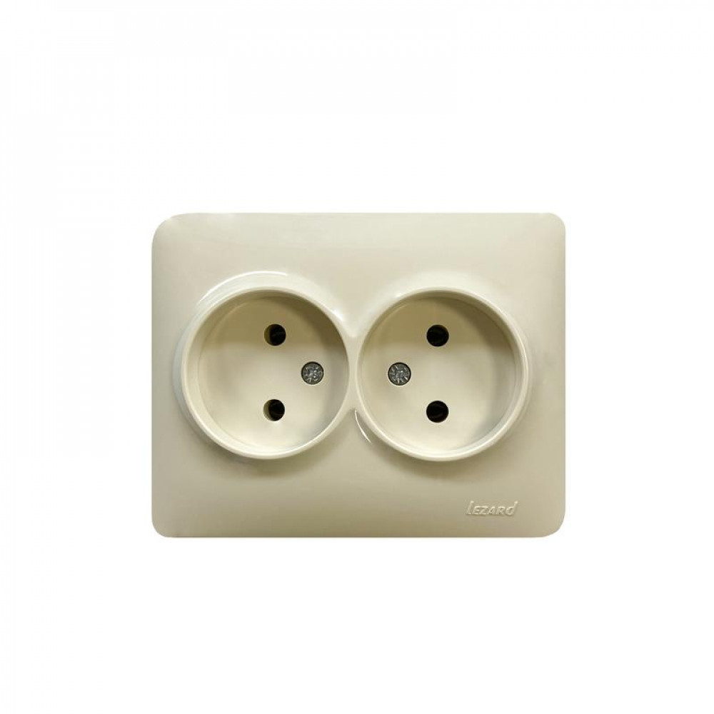 Изображение товара Розетка 2-м Karina Life без заземления ПБТ кремовая 708-0300-128B