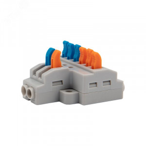 Клемма СМК 2х3 проходная разветвительная 2 полюса, с монтажной площадкой (1 ввод, 3 вывода на полюс) 07-5234