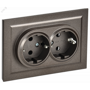 Розетка 2-м СП BRITE РС12-3-БрТБ 16А в сборе с заземл. без защ. шторок бронза BR-R21-16-K45-F