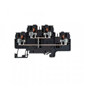 Этажная клемма WTP 2,5/4 E VB, Этажная клемма, 2 этажа, межэтажная перемычка, тип фиксации провода: Push-in, номинальное сечение: 2,5/4 мм кв., 24A, 500V, ширина: 5 мм, цвет: черный, тип монтажа: DIN35