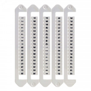 Маркировка для клемм, ширина 5 мм, от 1 до 45, горизонтальная ориентация (5 карт под 90 тэгов) NUTB-5-1-45H