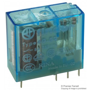 40.52.9.024.0001, Миниатюрное универсальное электромеханическое реле; монтаж на печатную плату или в розетку; выводы с шагом 5мм; 2CO 8A; контакты AgNi; катушка 24В DC; степень защиты RTII