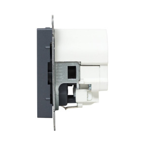 Механизм розетки с USB-C - 2шт, 16А, с заземлением, со шторками, графит Эпика EKF UP1-SOG-111-2USBC