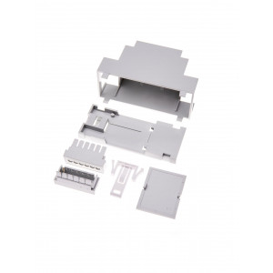 D2M-RU, Корпус на 2 модуля для установки на DIN-рейку, размеры: 90,2х57,5х36,6 мм, мат.: ABS-UL-94V0, цвет: светло-серый RAL7035. Под клеммные блоки шаг 5.08мм. Аналог корпуса Gainta D2MG