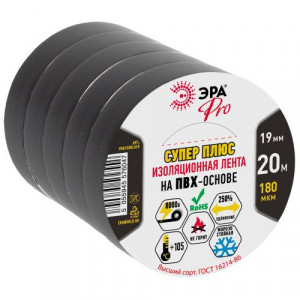 Изолента PRO PRO180BLACK ПВХ Супер Плюс 19мм х 20м 180 мкм черная Б0027915
