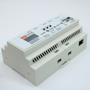 DLC-02, AC-DC, 8Вт, контроллер DALI-2, вход 100…305ВAC 47…63Гц/140…430В DC, выход 2х16В/0.24А - питание двух шин DALI, 144х90х58.3мм, на DIN-рейку, -25...+45°C, 4 встр. реле