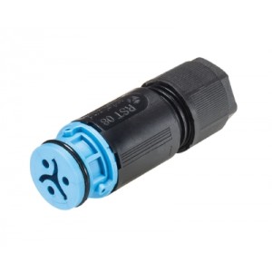 Разъем RST08i3 S B1 ZR1SH BL, Розеточный разъем на кабель диам. 4-7 мм, IP68(69k), 3 полюса, цвет: синий, номинальные характеристики: 250V/400V 8A, серия gesis RST MICRO