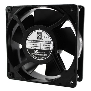 OA109AP-22-1TB1855, Вентиляторы переменного тока AC Fan for Harsh Environment, All Metal, 120x38mm, 230VAC, 105CFM, 10W, 48dBA, 3100RPM, Dual Ball Bearing, Terminals, IP55 Rated