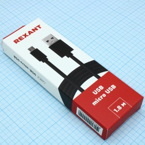 Шнур USB (шт.micro USB - шт. USB A), 1.8 метра, черный