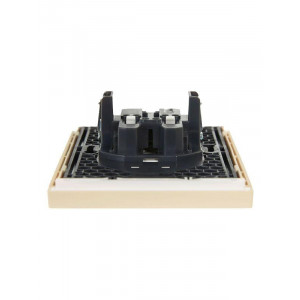 FORTE&PIANO Розетка 2-местная без заземления без защитных шторок безвинтовое крепление 10А FP426 ваниль IEK FP-R20-10-1-K10