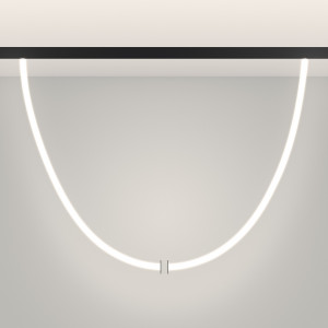 Светильник MAG-ORIENT-TUBE-ELASTIC-R25-L5000-70W Day4000 (BK, 360 deg, 48V) 044338, Светильник гибкий для магнитных треков серии ORIENT. Мощность 70 Вт, св. поток 4550 лм, 65 лм/Вт, дневной 4000 K, CRI>90, угол 360°, напряжение питания 48 В. Матовый белый фигурный корпус из силикона с черными креплениями. Размер: диаметр 25 мм, длина 500