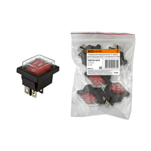 Клавишный переключатель YL-208-01 черный корпус красная клавиша (влагозащищенный) 2 положения 2з SQ0703-0018
