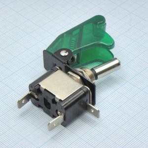 DS KN3B-101A1 с крышкой зел. подсв.12В, 2 положения, 1 группа на замыкание,  подсветка 12в