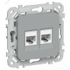 Изображение товара FLITE Розетка 2-местная компьютерная RJ45 категория 5Е UTP РК5е-2-0-ФлС серый IEK FI-K22-1-K03