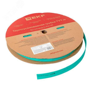 Термоусаживаемая трубка ТУТ нг 20/10 зелёная рулон PROxima tut-20-j