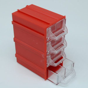 Бокс для р/дет К- 5-В1 прозр/красный, Пластиковый контейнер для хранения крепежа, радиоэлектронных комплектующих, любых небольших деталей
