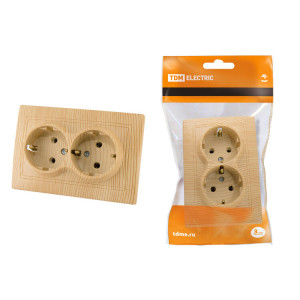Розетка двойная 2П+З 16А 250В "ЭКО" (сосна) "Таймыр" SQ1814-0214