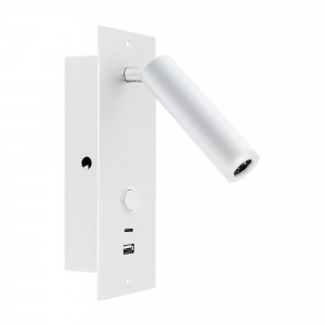 Светильник SP-BED-CHARGE-BUILT-S80x230-3W Warm3000 (BK, 20 deg, 230V, USB-A, USB-C) 046880, Встраиваемый настенный светильник. Мощность 3 Вт, св. поток 180 лм, 60 лм/Вт, теплый 3000 K, CRI>80, угол 20°, напряжение питания 230 В. Черный прямоугольный корпус из алюминия, степень защиты IP20. Размер основания 80х230х1,5 мм. Размер светоизлучателя O