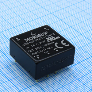 URB4805YMD-15WR3, Преобразователь DC/DC мощность, 15Вт вход 48(18-75)В выход 5В 3А изоляция: 1500В