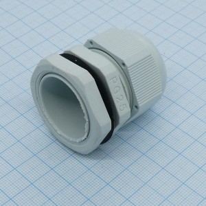 Кабельный ввод PG-25 серый, Кабель ввод, крепление на панель