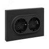 Изображение товара Механизм розетки двойной, 16А, с заземлением, со шторками, с рамкой, ч-рный Эпика EKF UP1-SOB-211