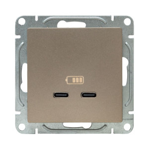 Механизм розетки USB-C - 2шт, шампань Эпика EKF UP1-SOC-2USBC