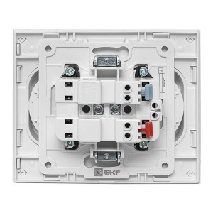 Розетка 2-м СП Стокгольм 10А IP20 без заземл. защ. шторки бел. PROxima EXR10-102-10