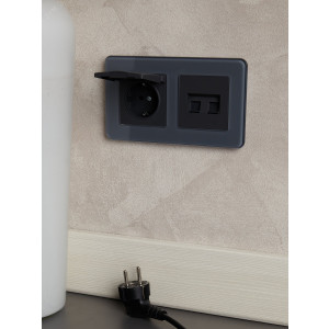 BRITE Рамка 2-мест. РУ-2-2-Бр стекло графит RE BR-M22-G-41-K53