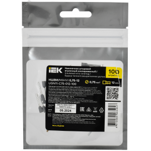 Наконечник НШВИ 0,75-12 серый (100шт/упак) IEK UGN11-C75-012-100