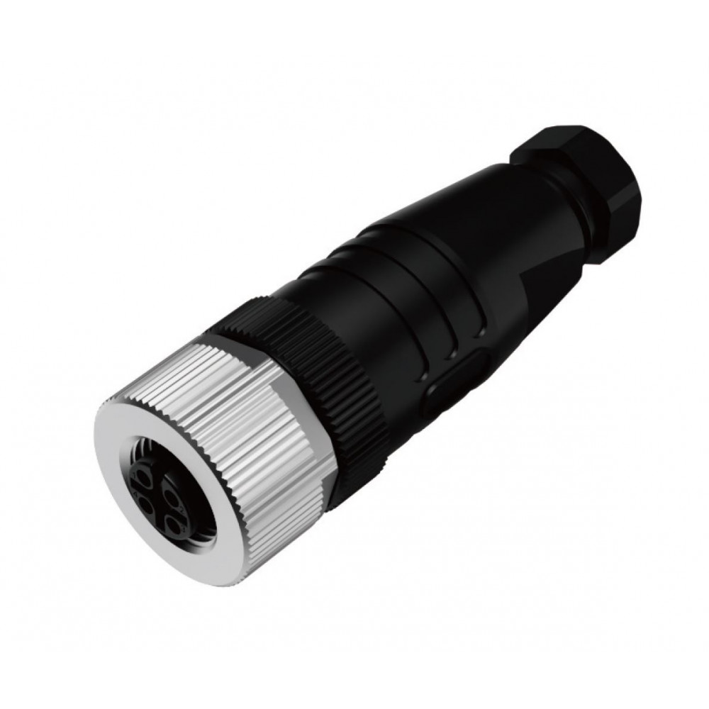 Изображение товара Розеточный разъем M12 для кабеля 8 полюсов прямой пластиковый корпус цинк