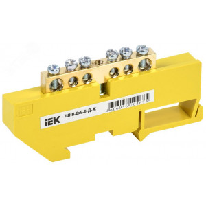 Шина PE "земля" на DIN-изоляторе ШНИ-6х9-6-Д-Ж YNN10-69-6D-K05