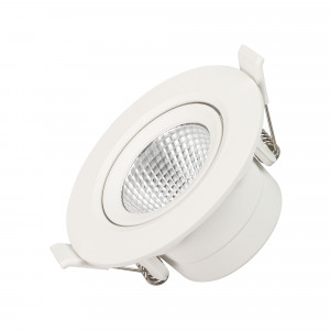 Светильник LTD-POLAR-TURN-R90-7W Warm3000 (WH, 36 deg, 230V) 032310, Встраиваемый поворотный светильник "даунлайт". Мощность 6.5 Вт, св. поток 550 лм, 85 лм/Вт, теплый 3000 K, CRI>80, UGR<19, угол 36°, напряжение питания 230 В. Белый круглый корпус из теплопроводящего полиамида, степень защиты IP20, угол поворота оси 30°.