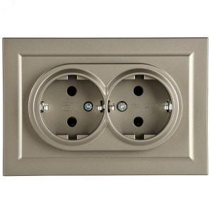 Розетка 2-м СП BRITE РС12-3-БрШ 16А в сборе с заземл. без защ. шторок шампань BR-R21-16-K37-F