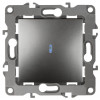 12-1102-12 Выключатель с подсветкой, 10АХ-250В, IP20, 2, графит (10/100/2500) Б0019280