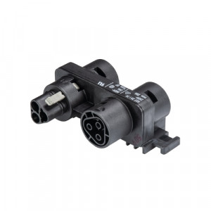 Распределительное устройство RST20I3V 3P1 F V SW, Распределительный блок, 1 вход / 3 выхода, 3 полюса, с монтажными фланцами, номинальные характеристики: 250V, 20A, цвет корпуса: черный, цвет контактной вставки: черный, серия RST Classic