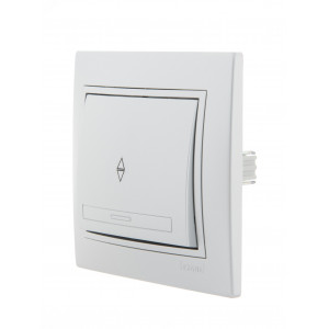 Переключатель проходной 1-кл. СП Mira 10А IP20 со вставкой сер. метал. 701-1010-105