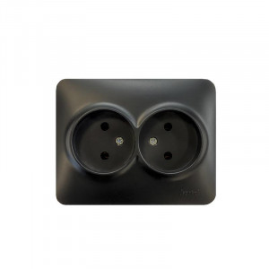 Розетка 2-м Karina Life без заземл. ПБТ черн. бархат 708-4200-128B