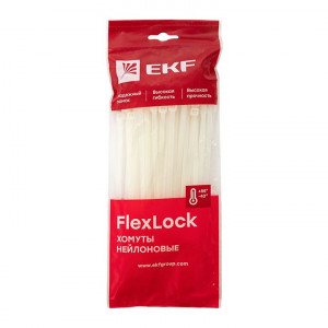 Хомут P6.6 4.8х250 FlexLock стандартный бел. (уп.100шт) PROxima plc-fl-ctsw-4.8x250