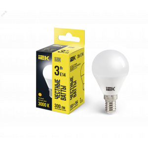 Лампа LED G45 шар 3Вт 230В 3000К E14 LLE-G45-3-230-30-E14