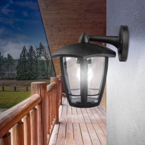 Светильник садово-парковый 6гран черный настенный вниз E27 IP44(У1) НБУ 07-40-004 «Дели 3» (8/96) Б0051188