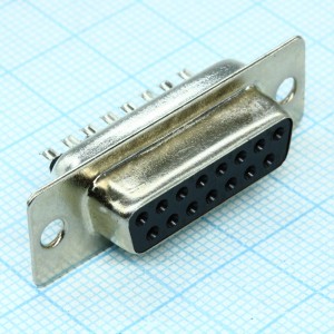 DS1033-15FBNSISS-CT, гнездо 15 pin на кабель (пайка)
