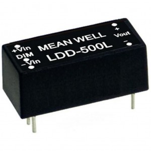 LDD-700L, DC/DC LED понижающий, вход 6…36В, выход 2…32В/0.7А, КПД до 95%, вход On/Off/DIMM, 31.8x20.3x12.2мм, DIP, -40…71°C, пластик