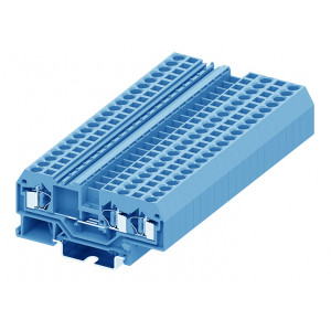 Проходная клемма 204954, Проходная клемма, 3 точки подключения, тип фиксации провода: пружинный, номинальное сечение: 4 мм кв., 32A, 800V, ширина: 6 мм, цвет: синий, тип монтажа: DIN35
