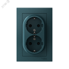 Розетка ATLASDESIGN двойная с заземлением со шторками 16А в сборе изумруд ATN000826