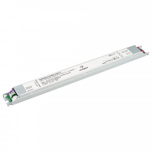 Блок питания ARV-UH24080-LONG-PFC-DALI-A (24V, 3.4A, 80W) 028357(1), Диммируемый источник напряжения по протоколу DALI с гальванической развязкой для светодиодных изделий. Входное напряжение 120-240 VAC. Выходные параметры: 24 В, 3.4 А, 80 Вт. Встроенный PFC >0.95. Негерметичный алюминиевый корпус IP 20.Габаритные размеры