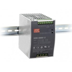 DDR-480B-12, DC-DC, 400.8Вт, вход 16.8…33.6 В DC, выход 12В/33.4А, рег.вых.12…14В, изоляция 4000В DC, в кожухе на DIN-рейку, 85.5х125.2х129.2мм, -40...+80°С