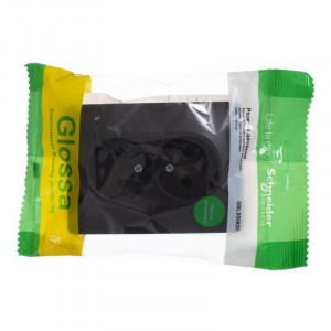 Розетка 2-м СП Glossa 16А IP20 250В без заземл. шоколад SE GSL000820